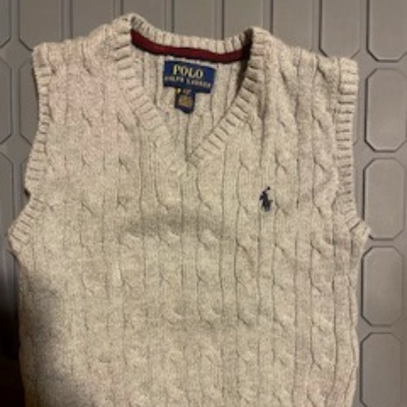 Ralph Lauren Gray Sweater Vest with Blue Polo Logo (Size 3T) - Picture 1 of 3